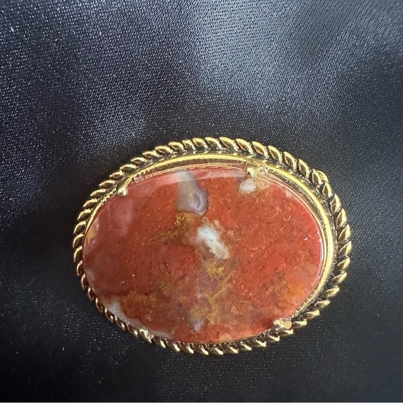 Vintage Agate Or Carnelian Brooch - Picture 3 of 5
